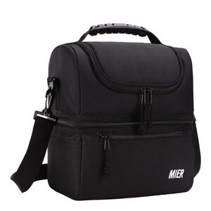 MIER Adult Lunch Box Insulated Double-Deck Lunch Bag, Large Cooler Tote Bag